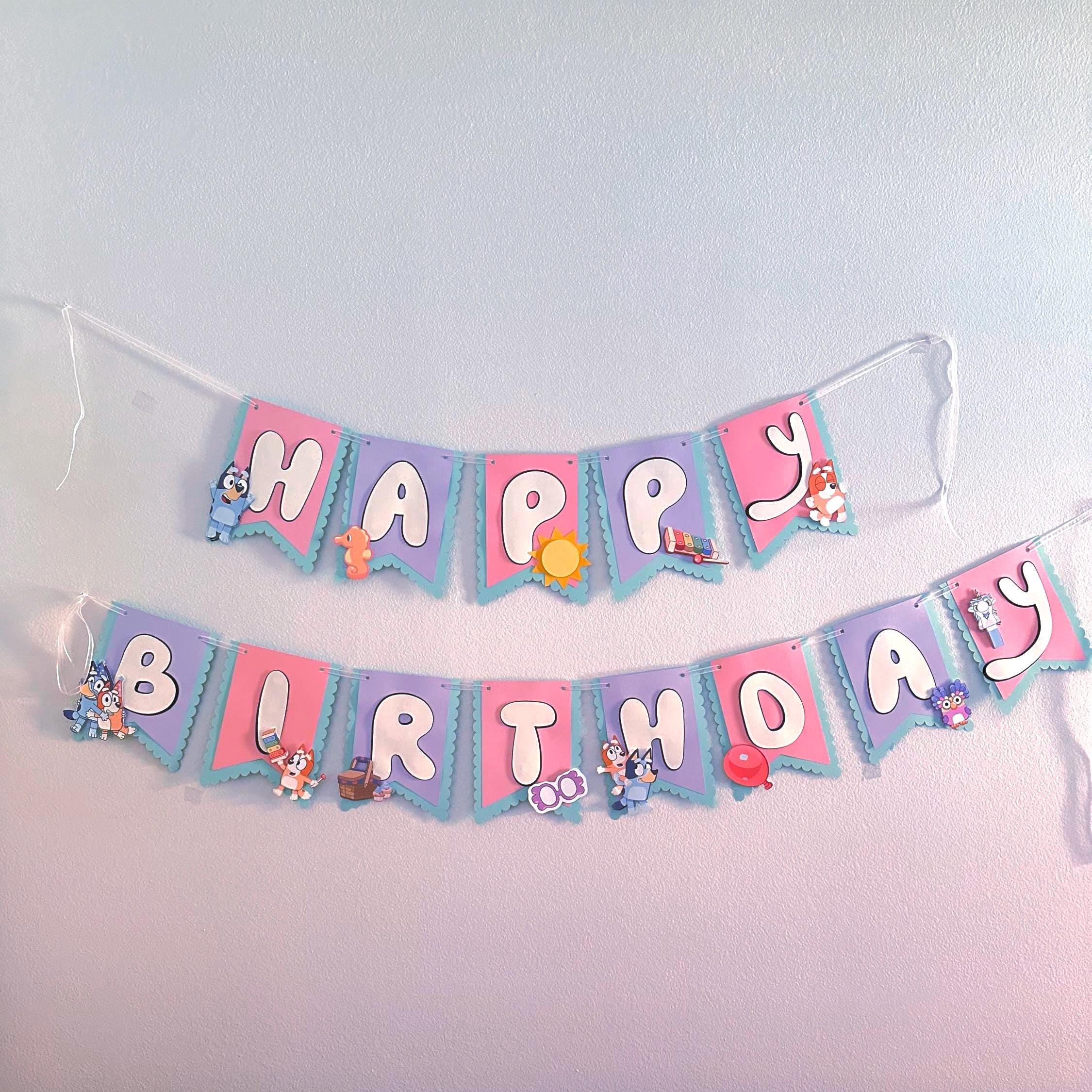 3D Blue Birthday Banner – Dog and Bingo Theme