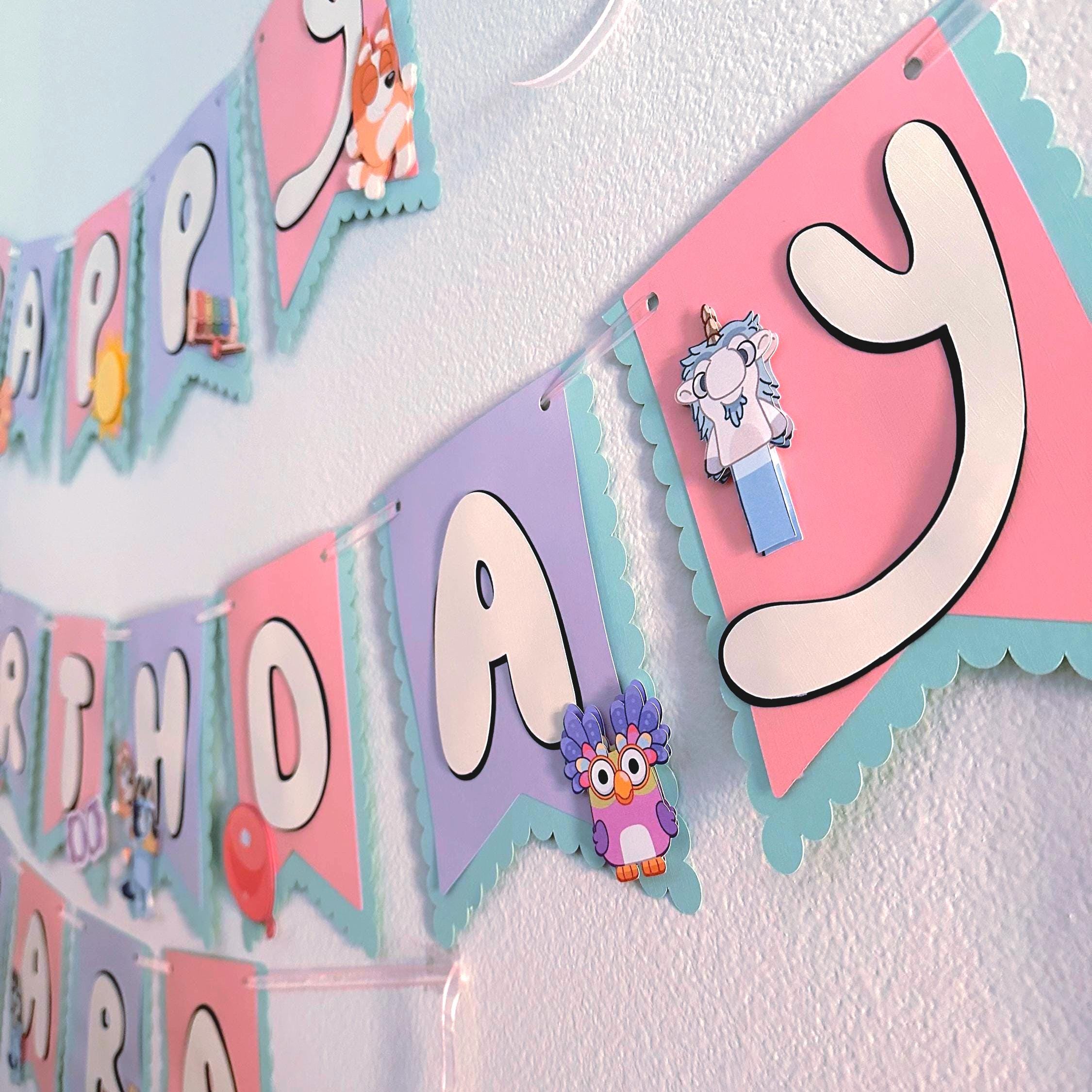 3D Blue Birthday Banner – Dog and Bingo Theme