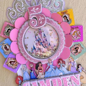 3D Princess Theme Birthday Shaker Cake Topper, princess birthday, princess cake, princess party