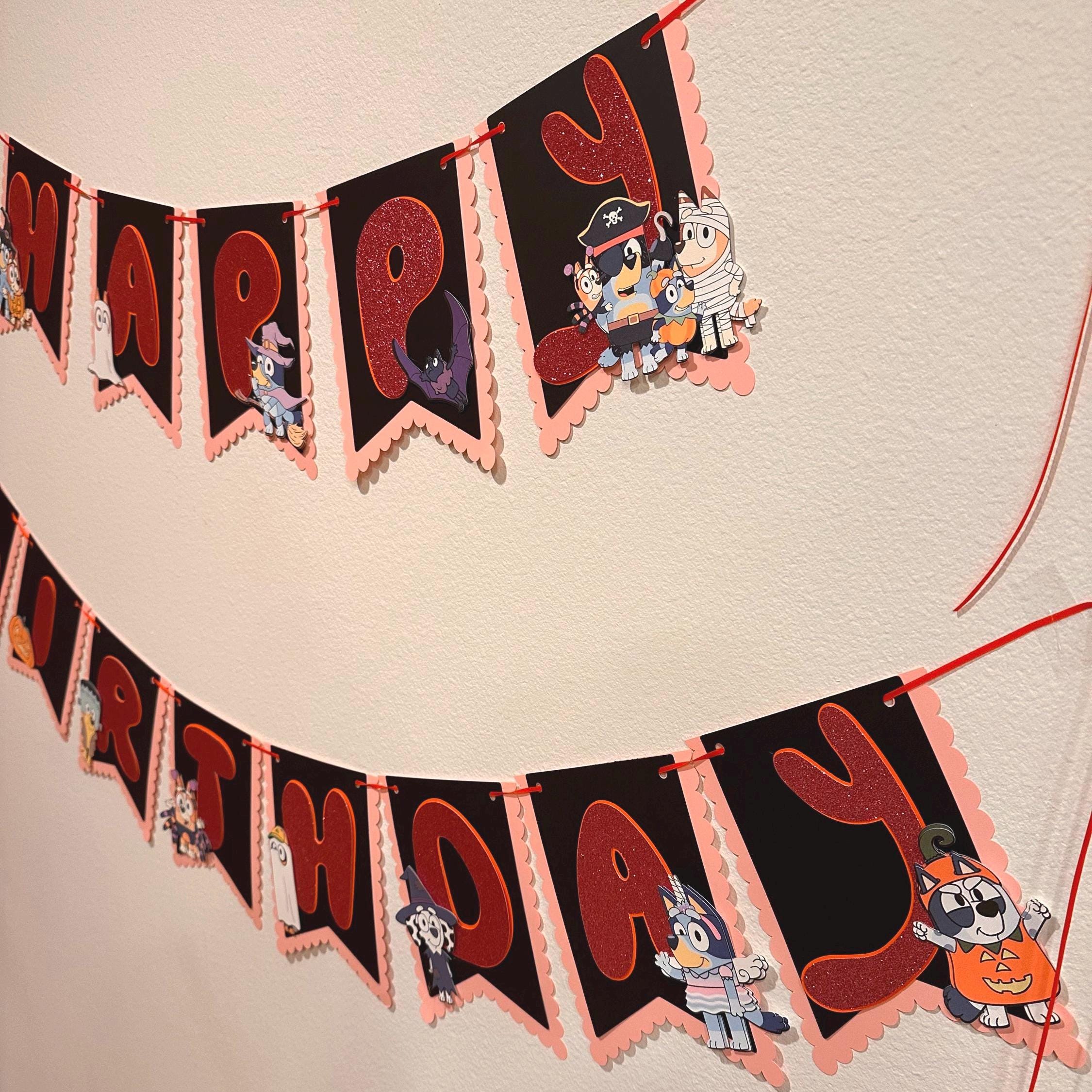Halloween Blue dog Theme Birthday Party Banner