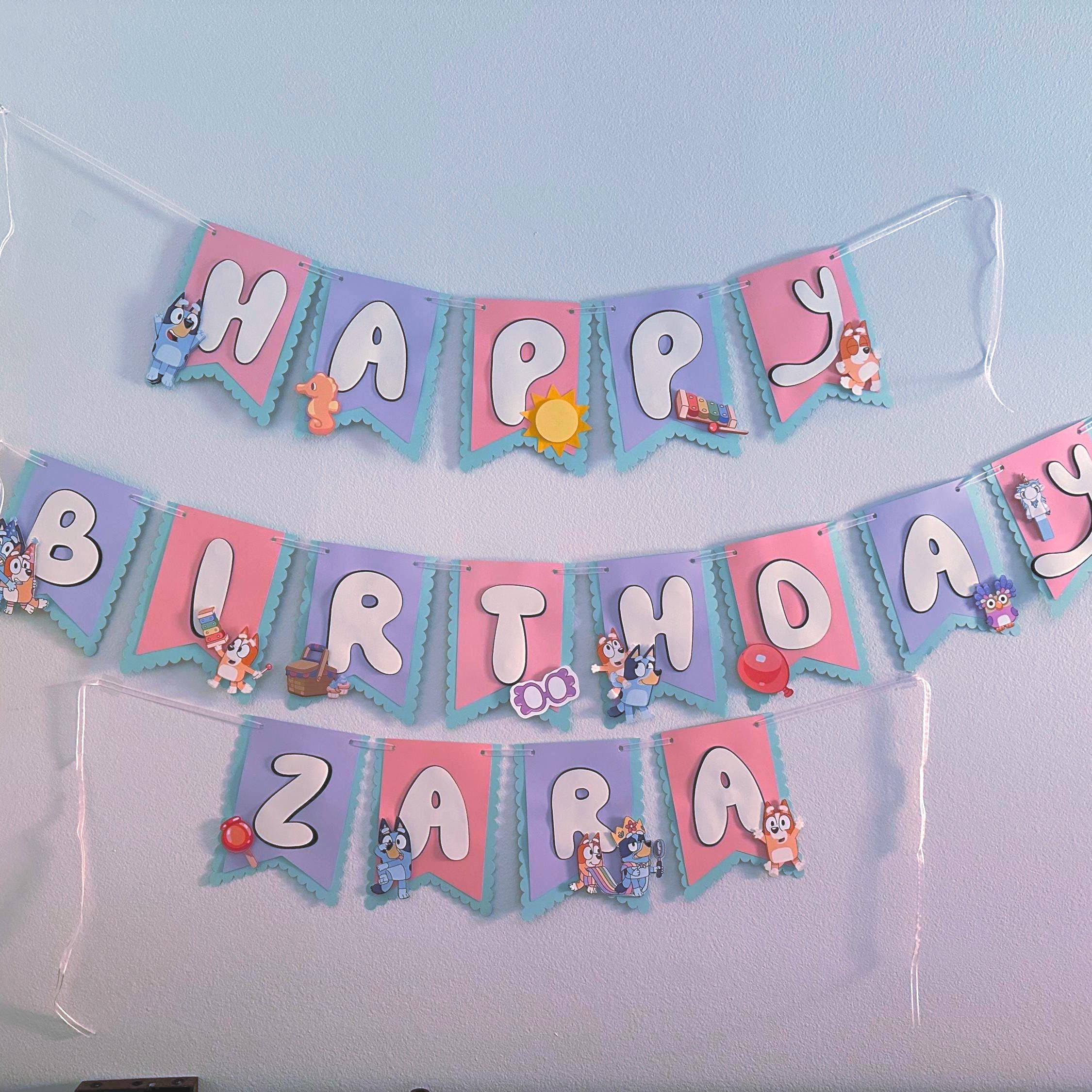 3D Blue Birthday Banner – Dog and Bingo Theme