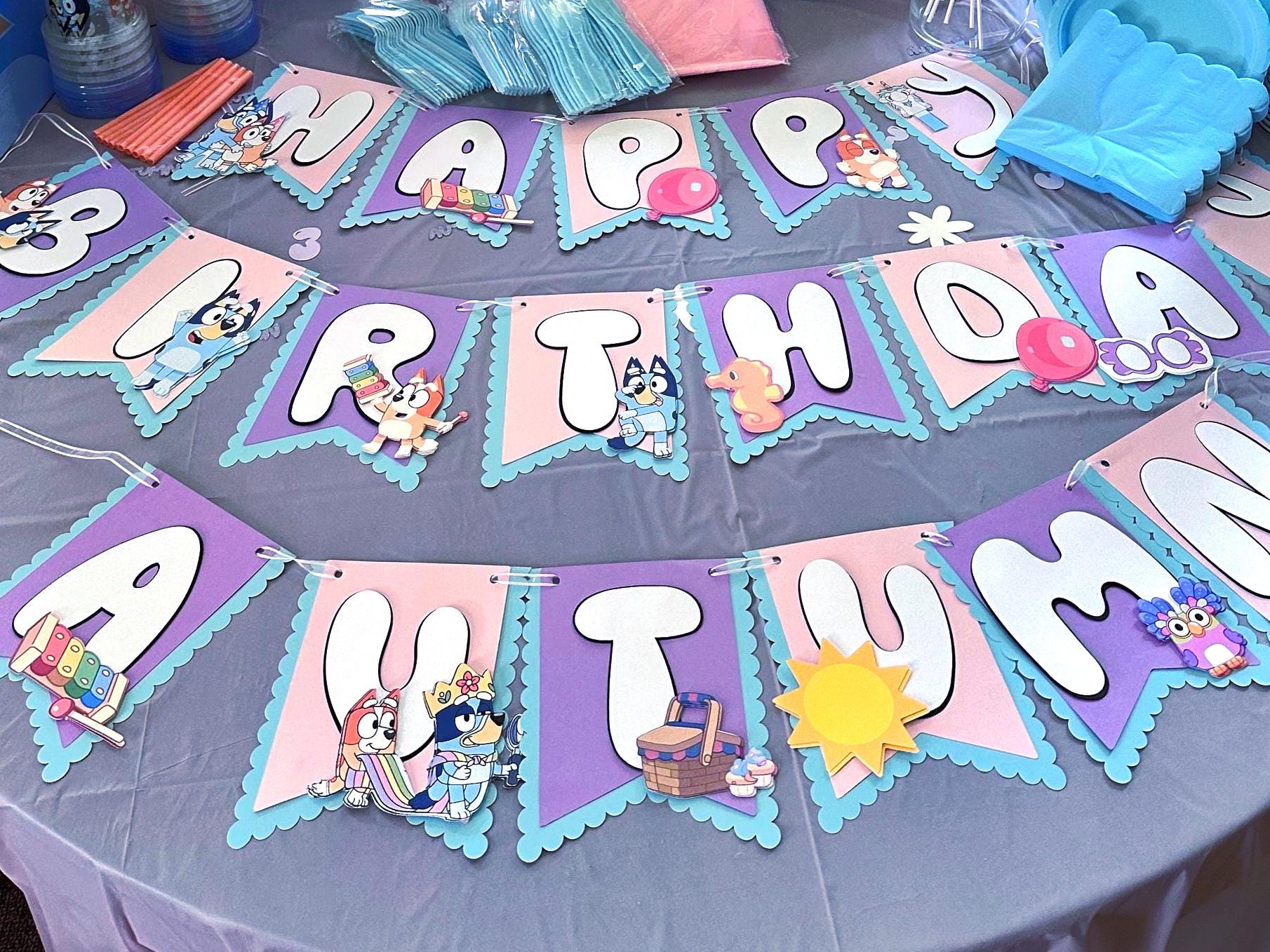 3D Blue Birthday Banner – Dog and Bingo Theme