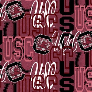 Official Licensed University of South Carolina Cotton Quilting Fabrics-South Carolina Gamecocks Letters Cotton Fabric Sold by the Yard