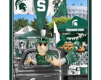 Pannelli e tessuti per trapuntatura in cotone con licenza ufficiale della Michigan State University - Pannelli in tessuto di cotone per tailgating dei Michigan State Spartans