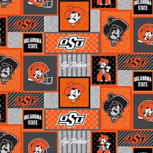 Oklahoma State Cowboys College Patch Fleece-Stoff - Wird als Schüttware verkauft