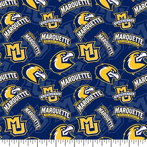 Official Licensed Marquette University Cotton Quilting Fabrics