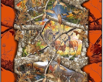 Tissus officiels de courtepointe en coton Realtree Blaze Edge sous licence - Tissu en coton Realtree vendu par mètre