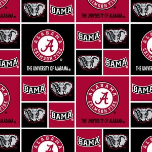 Official Licensed University of Alabama Cotton Quilting Fabrics-Alabama Crimson Tide Geometric Cotton Fabric Sold by the Yard