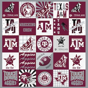 Official Licensed Texas A&M University T-Shirt Quilt Panel- TAMU Aggies Micro Minky Panel