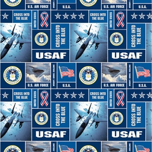Official Licensed Military US Air Force Fleece Fabric- US Air Force Geometric Fleece Sold by the Yard