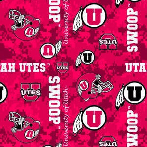 Officieel gelicentieerde fleecestof van de University of Utah - Utah Utes digitale camouflagefleece Verkocht op maat gesneden