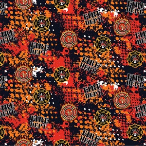 Official Licensed Fire Fighter Cotton Quilting Fabrics- Fire Department Cotton Fabric Sold by the Yard
