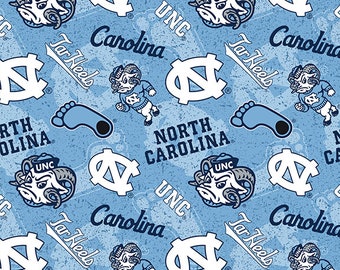 Telas de acolchado de algodón con licencia oficial de la Universidad de Carolina del Norte - Tela de algodón tono sobre tono Tar Heels de la UNC. Se vende cortada a medida.