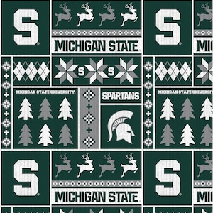 Official Licensed Michigan State University Fleece Fabric- Michigan State Spartans Sweater Fleece Sold by the Yard