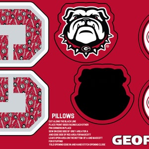 Official Licensed University of Georgia Bulldogs Minky DIY Pillow Project- Cut, Sew, Stuff 3 Awesome Pillows