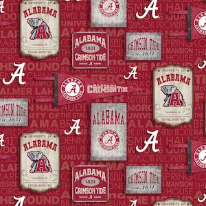 Official Licensed University of Alabama Cotton Quilting Fabrics-Alabama Crimson Tide Tie Dye Cotton Fabric Sold by the Yard