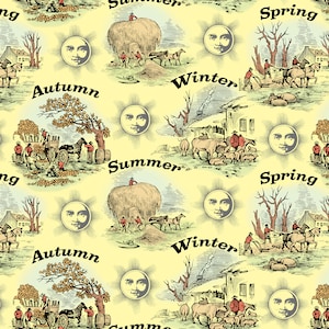 Official Licensed Farmer&#39;s Almanac Cotton Quilting Fabrics- Farmer&#39;s Almanac Cotton Fabric Sold by the Yard