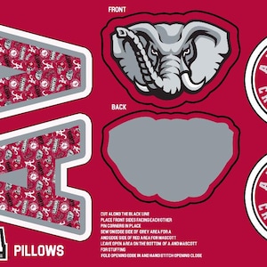 Official Licensed University of Alabama Crimson Tide Minky DIY Pillow Project- Cut, Sew, Stuff 3 Awesome Pillows
