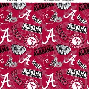 Official Licensed University of Alabama Cotton Quilting Fabrics-Alabama Crimson Tide Tone on Tone Cotton Fabric Sold by the Yard