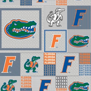 Tessuto in pile con licenza ufficiale dell'Università della Florida - Pile grigio Florida Gators Venduto tagliato su misura
