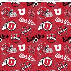 Official Licensed University of Utah Cotton Quilting Fabrics-Utah Utes Tone on Tone Cotton Fabric Sold by the Yard