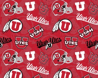 Officiellt licensierade bomullsquilttyger från University of Utah - Utah Utes ton-i-ton bomullstyg säljs per meter