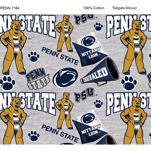 Official Licensed Penn State Cotton Quilting Fabrics-Penn State Nittany Lions Mascot Heather Cotton Fabric Sold by the Yard