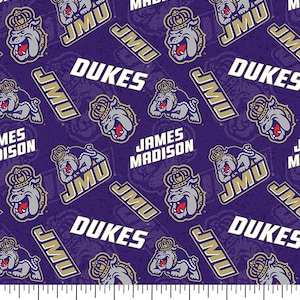 Official Licensed James Madison University Cotton Quilting Fabrics-JMU Dukes Tone on Tone Cotton Fabric Sold by the Yard