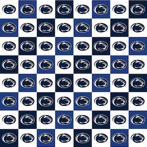 Official Licensed Penn State Cotton Quilting Fabrics-Penn State Nittany Lions Collegiate Check Cotton Fabric Sold by the Yard