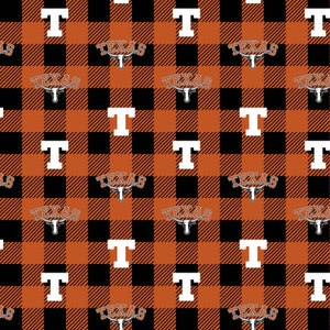 Official Licensed University of Texas Fleece Fabric- Texas Longhorns Buffalo Plaid Fleece Sold by the Yard