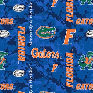 Official Licensed University of Florida Fleece Fabric- Florida Gators Digital Camo Fleece Sold by the Yard