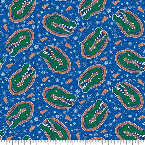 Official Licensed University of Florida Cotton Quilting Fabrics-Florida Gators Sugar Skull Cotton Fabric Sold by the Yard