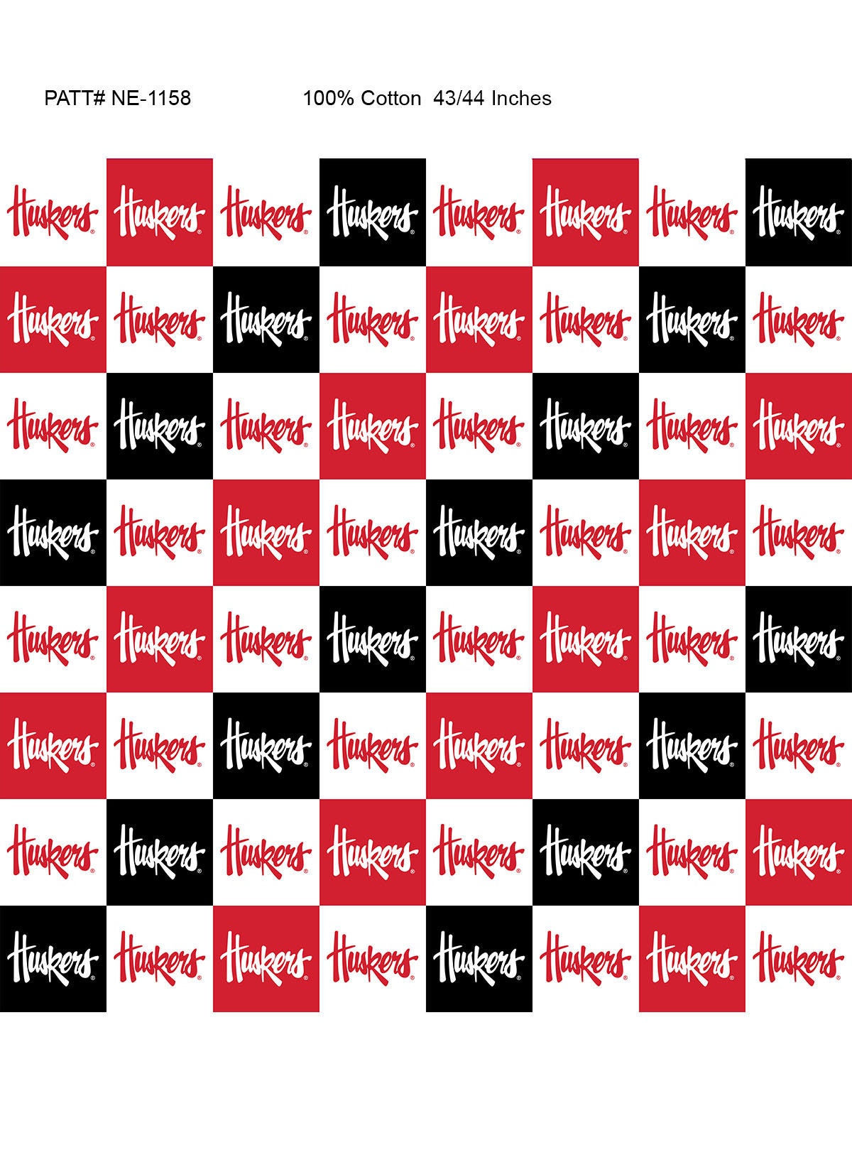 Official Licensed University of Nebraska Cotton Quilting Fabrics-Nebraska Cornhuskers Collegiate Check Cotton Fabric Sold by the Yard