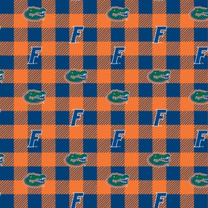 Official Licensed University of Florida Fleece Fabric- Florida Gators Buffalo Plaid Fleece Sold by the Yard