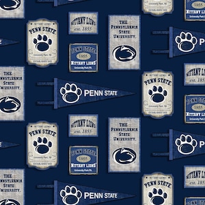 Official Licensed Penn State Cotton Quilting Panel and Fabrics-Penn State Nittany Lions Tailgating Cotton Fabric Panel