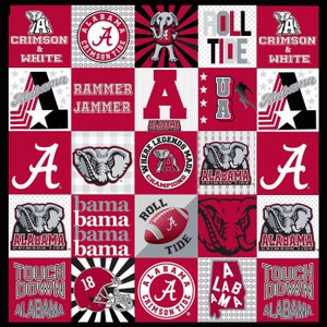 Official Licensed University of Alabama T-Shirt Quilt Panel- Alabama Crimson Tide Micro Minky Panel
