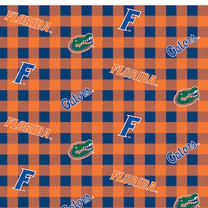 Officieel gelicentieerde katoenflanel van de Universiteit van Florida-Florida Gators Buffalo geruite flanellen stof Verkocht op maat gesneden