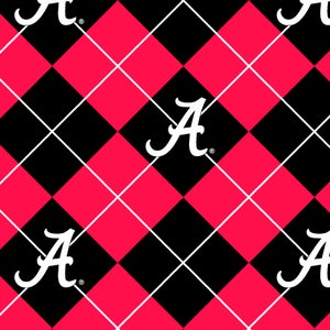 Official Licensed University of Alabama Fleece Fabric- Alabama Crimson Tide Argyle Fleece Sold by the Yard
