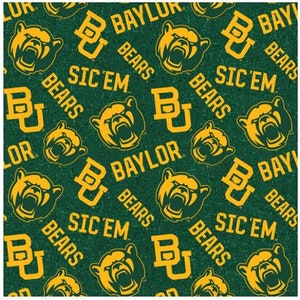 Official Licensed Baylor University Cotton Quilting Fabrics-Baylor Bears Tone on Tone Cotton Fabric Sold by the Yard