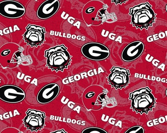 Official Licensed University of Georgia Cotton Quilting Fabrics-Georgia Bulldogs Tone on Tone Cotton Fabric Sold by the Yard
