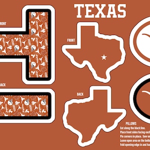 Official Licensed University of Texas Longhorns Minky DIY Pillow Project- Cut, Sew, Stuff 3 Awesome Pillows