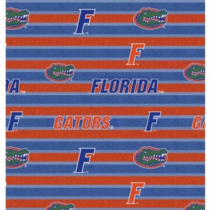 Official Licensed University of Florida Cotton Quilting Fabrics-Florida Gators Polo Stripe Cotton Fabric Sold by the Yard