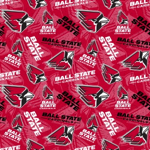 Official Licensed Ball State University Cotton Quilting Fabrics-Ball State Cardinals Tone on Tone Cotton Fabric Sold by the Yard