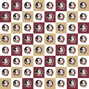 Official Licensed Florida State University Cotton Quilting Fabrics-FSU Seminoles Collegiate Check Cotton Fabric Sold by the Yard