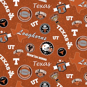 Official Licensed University of Texas Cotton Quilting Fabrics-Texas Longhorns Home State Cotton Fabric Sold by the Yard