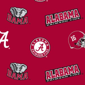 Official Licensed University of Alabama Cotton Quilting Fabrics-Alabama Crimson Tide All Over Ground Cotton Fabric Sold by the Yard