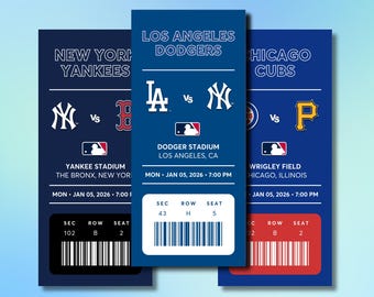 Physical Baseball Game Ticket (Custom) | Holographic | Personalized Birthday Gift
