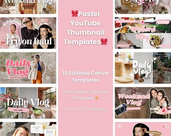 YouTube Pastel Thumbnail Bundle – 15 Templates