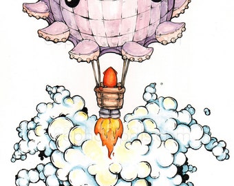 Cephalopal Rocket Balloon Giclee Print