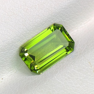 2.55 ct Emerald Cut Peridot Gemstone: August Birthstone, Pakistan Origin